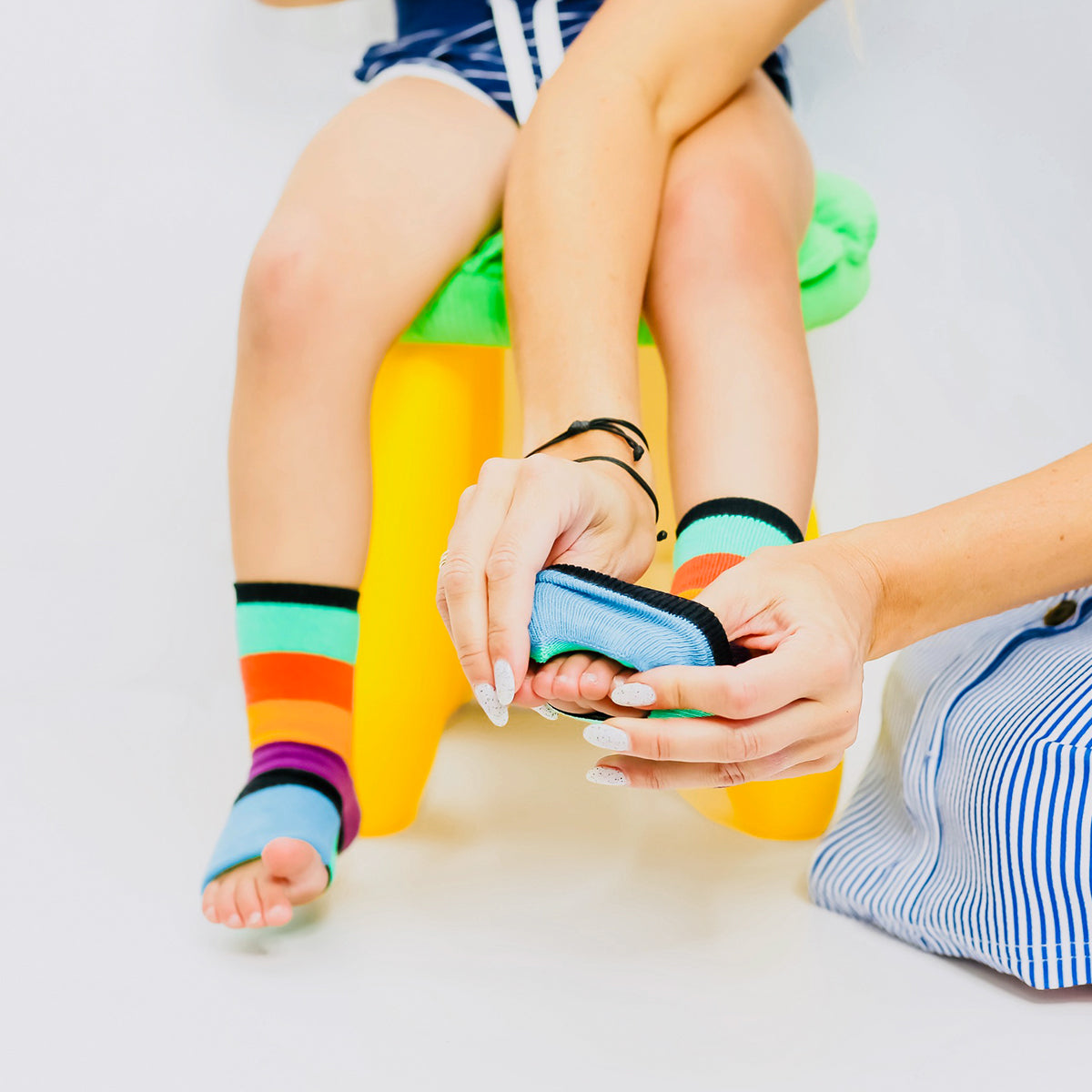 Peekaboo toddler socks - Open closed toe -stripes