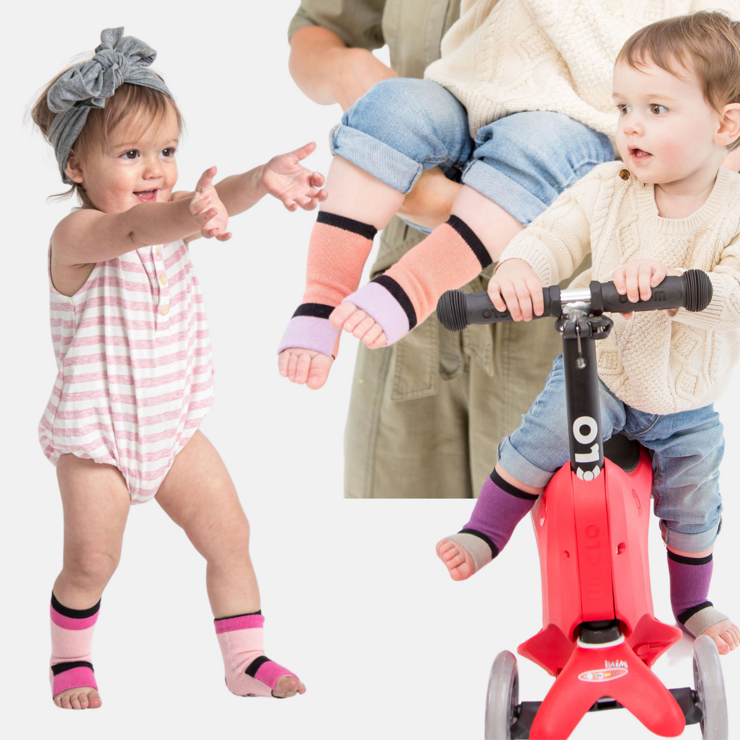 3 pack baby gripper socks - pink mix